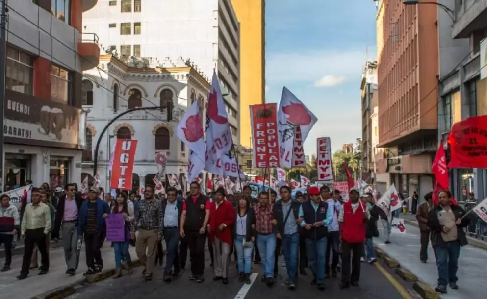 Sindicalistas opositores al gobierno realizaron marcha en Quito