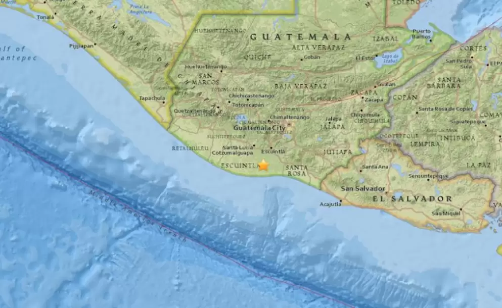 Se registra sismo de magnitud 5,4 en Guatemala