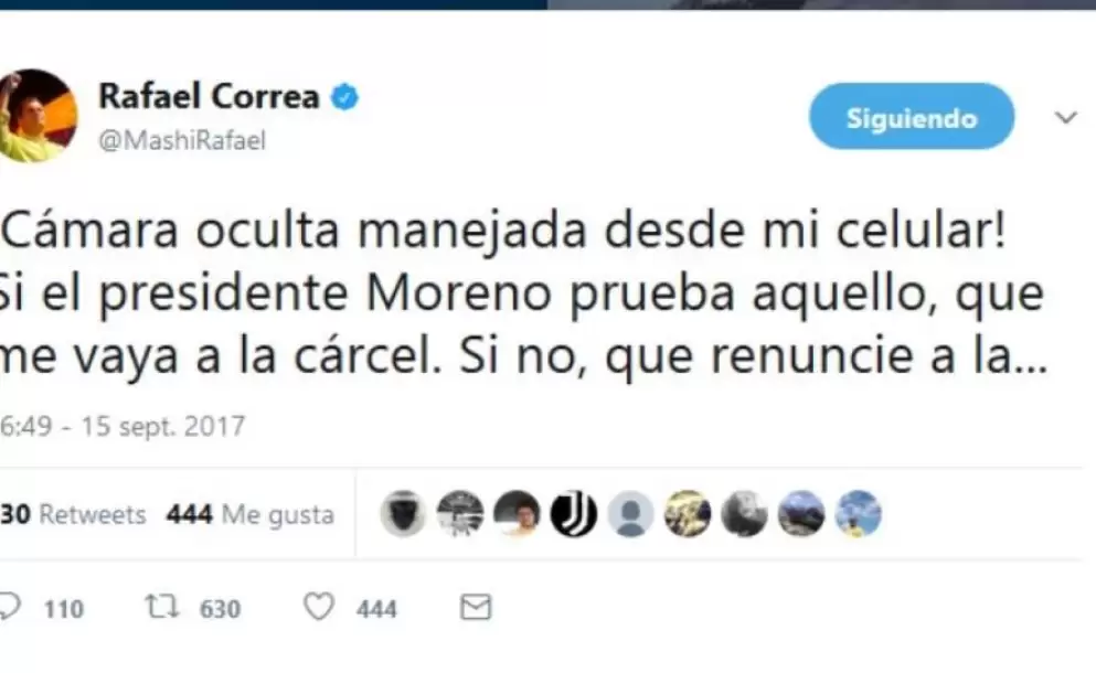 Correa sobre cmara oculta: "Si el Presidente prueba aquello, que me vaya a la crcel. Si no, que renuncie"