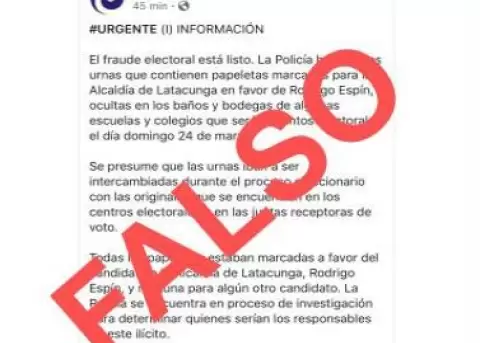 Polic�a anuncia que foto de papeletas marcadas en Cotopaxi es falso