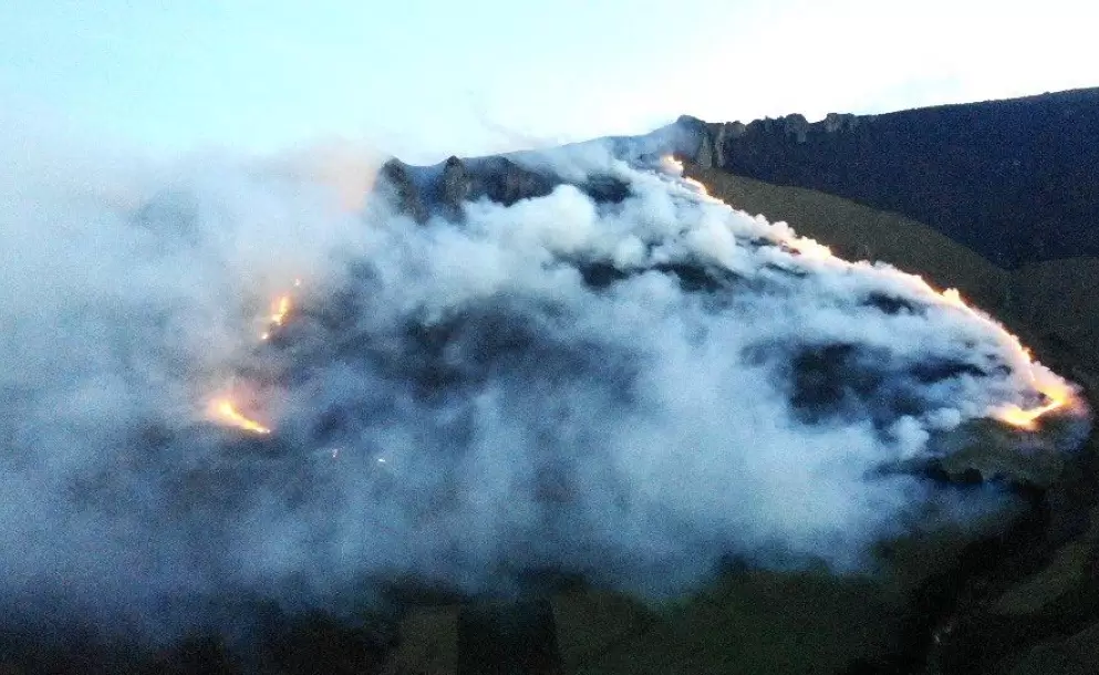 Bomberos atienden incendio forestal en Pifo