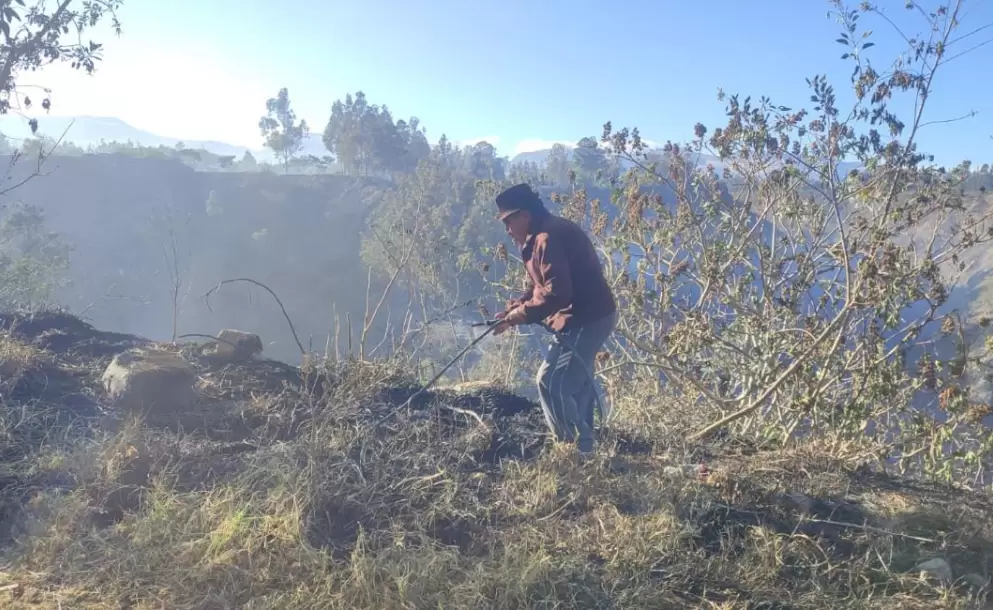 Quito: incendio forestal en la parroquia Puembo se reaviva