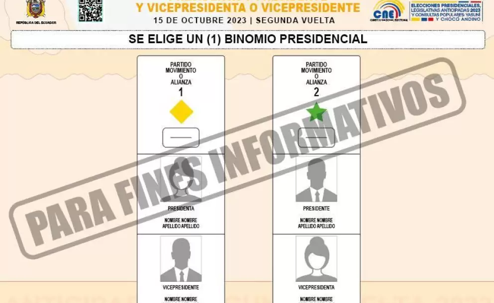 Consejo Nacional Electoral aprueba diseo de la papeleta electoral presidencial para la segunda vuelta