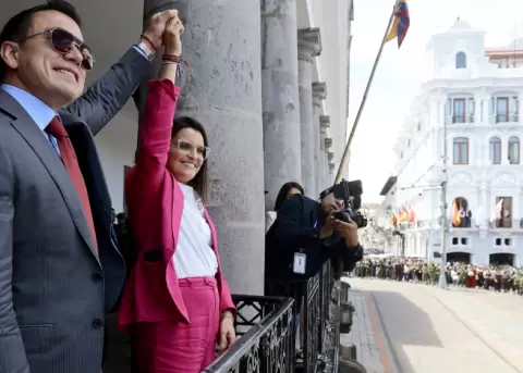 El presidente Daniel Noboa y la vicepresidenta electa María José Pinto.