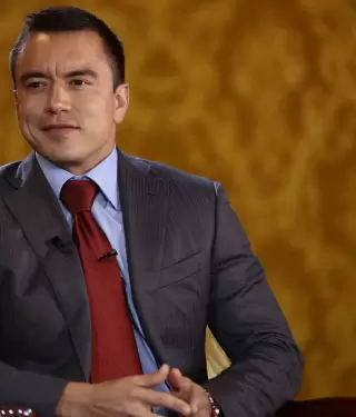 El presidente Daniel Noboa durante una entrevista con CNN.