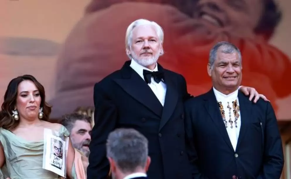 Julian Assange y Rafael Correa reaparecen juntos en el Festival de Cannes