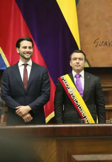 Niels Olsen, titular de la Asamblea Nacional, y el presidente de la Repblica, Daniel Noboa.