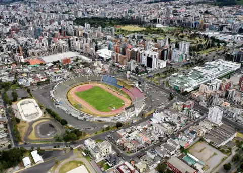 Vista a�rea del estadio Ol�mpico Atahualpa, ubicado en el norte de Quito.
