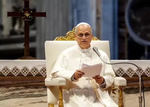 El papa Le�n XIV en la bas�lica de San Pedro, en la Ciudad del Vaticano, el 14 de junio de 2025.