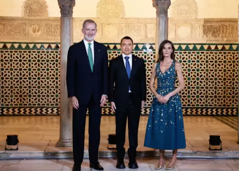 El presidente de Ecuador, Daniel Noboa, con los reyes de Espa�a, Felipe VI y Letizia.