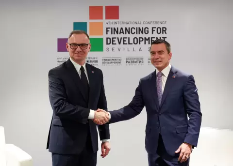 El presidente de la Rep�blica, Daniel Noboa, mantuvo una reuni�n bilateral con su hom�logo de Polonia, Andrzej Duda.