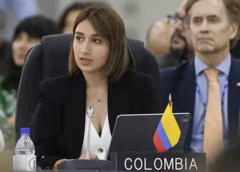 La canciller colombiana, Laura Sarabia, el 26 de junio, durante la 55� Asamblea General de la OEA, en Saint John's (Antigua y Barbuda).