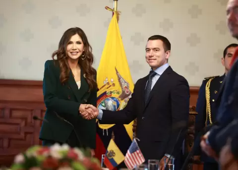 Kristi Noem, secretaria de Seguridad de EE.UU., y el presidente de la Rep�blica, Daniel Noboa.
