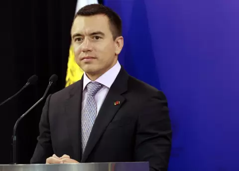 El presidente Daniel Noboa en Montevideo, Uruguay, el 19 de agosto de 2025.