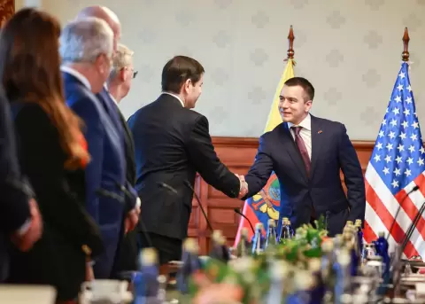 Daniel Noboa, presidente de la Rep�blica en reuni�n con Marco Rubio, secretario de Estado de Estados Unidos.