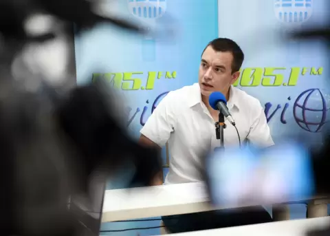 Daniel Noboa, presidente de la Rep�blica, en una entrevista en Machala, El Oro.