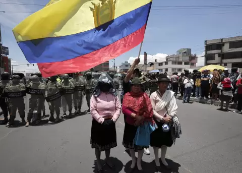 Mujeres ind�genas participan en una protesta en Latacunga (Cotopaxi), el 22 de septiembre de 2025.
