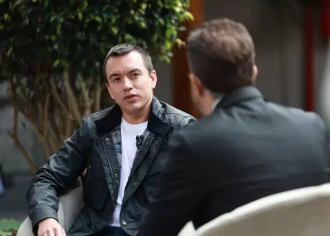 Daniel Noboa, presidente de Ecuador, en una entrevista desde la Gobernaci�n de Cotopaxi.