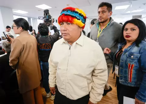 El presidente de la Confederaci�n de Nacionalidades Ind�genas del Ecuador (Conaie), Marlon Vargas.