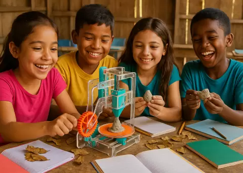 Innovaci�n sostenible que une reciclaje, educaci�n y dise�o sin electricidad.