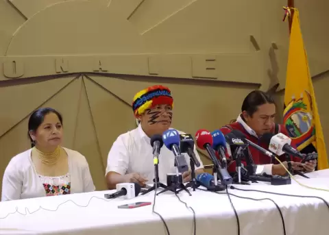 Mesa directiva de la Confederaci�n de Nacionalidades Ind�genas del Ecuador (Conaie).