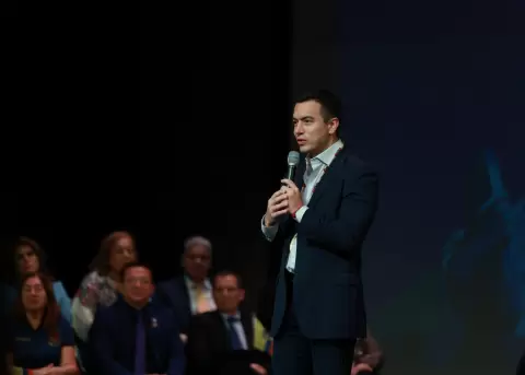 El presidente de Daniel Noboa durante su visita al Consulado M�vil de Ecuador en Nueva York, Estados Unidos, el 3 de noviembre de 2025.