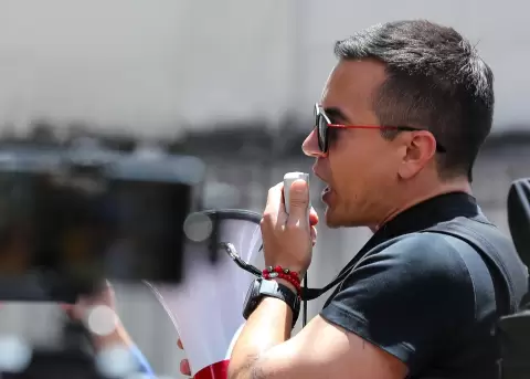 El presidente de Ecuador, Daniel Noboa, durante una movilizaci�n, en Quito, el 12 de agosto de 2025.