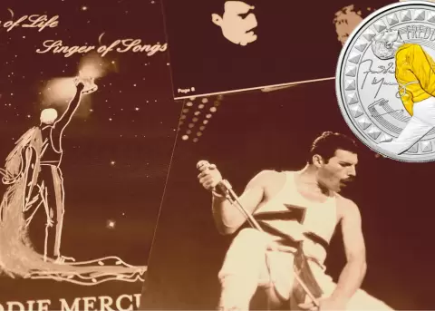Moneda conmemorativa retrata a Freddie Mercury en ic�nica pose hist�rica.