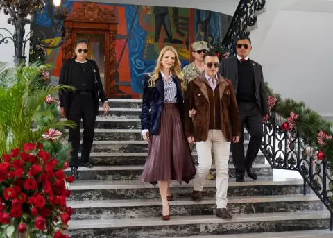 Daniel Noboa y Lavinia Valbonesi en el palacio de Carondelet, en Quito.