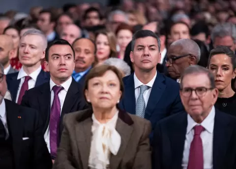 Daniel Noboa, presidente de la Rep�blica, presente en la ceremonia de entrega del Premio Nobel de la Paz.