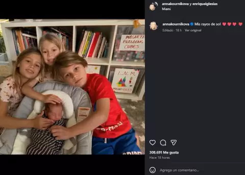 Enrique Iglesias y Anna Kournikova compartieron en redes un momento especial de sus cuatro hijos.