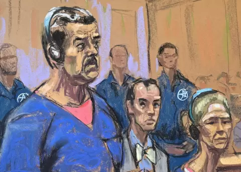 Nicol�s Maduro (i), junto a su esposa,, Cilia Flores (d),  compareciendo ante un tribunal federal este lunes, en Nueva York (EE.UU.).