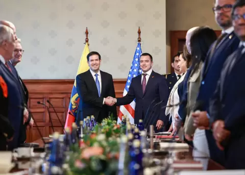 El presidente de la Rep�blica, Daniel Noboa, y el secretario de Estado de los Estados Unidos, Marco Rubio, el 4 de septiembre de 2025.