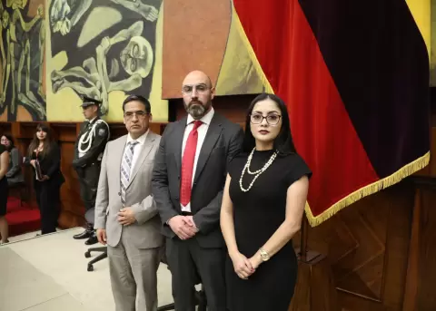 Jos� Suing, presidente de la Corte Nacional de Justicia; Mario Godoy, titular de la Judicatura; y, Viviana Veloz (RC), proponente del juicio a Godoy.