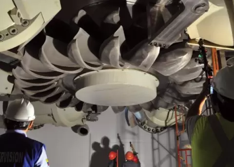 Una de las ocho turbinas de Coca Codo Sinclair, tomado de la p�gina de Celec, el 9 de julio de 2025.