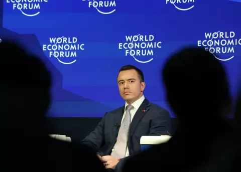 El presidente Daniel Noboa particip� en el panel "Rebuilding trust in Latin America", del Foro Econ�mico Mundial, en Davos, el 20 de enero de 2026.