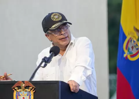 El presidente de Colombia, Gustavo Petro, hablando durante un acto de Gobierno este 22 de enero de 2026, en Leticia (Colombia).