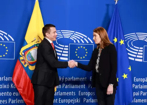 El presidente de la Rep�blica, Daniel Noboa, mantuvo una reuni�n con Roberta Metsola, presidenta del Parlamento Europeo.