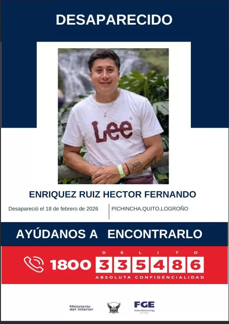 Héctor Enríquez, desaparecido el 18 de febrero de 2026 en Quito.