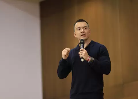 Daniel Noboa, presidente de Ecuador, durante el evento Loja es Cultura, el 10 de febrero de 2026.