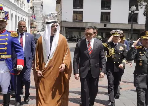 Daniel Noboa y el pr�ncipe heredero de Abu Dabi, el 01 de marzo de 2026.