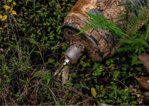 Artefacto explosivo encontrado en la frontera de Colombia y Ecuador.