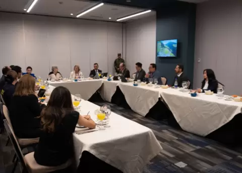 Reuni�n con una delegaci�n del Gobierno de Colombia, previa a la reuni�n con la canciller de Ecuador, Gabriela Sommerfeld.