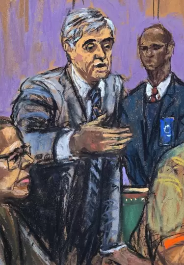 Ilustraci�n de la comparecencia de Nicol�s Maduro, en Nueva York, este mi�rcoles.