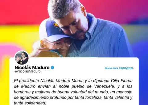 Fotograf�a tomada de la cuenta en X @NicolasMaduro del presidente derrocado de Venezuela Nicol�s Maduro que muestra un mensaje publicado en x