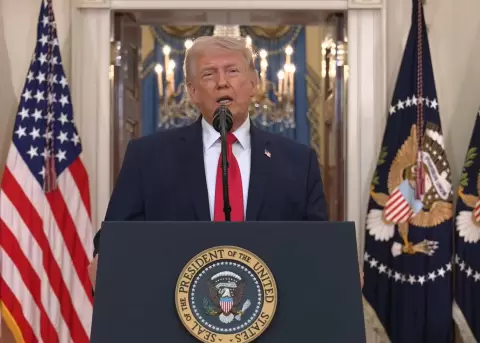 Donald Trump, presidente de Estados Unidos, durante un mensaje a la naci�n en Washington, el 01 de abril de 2026.