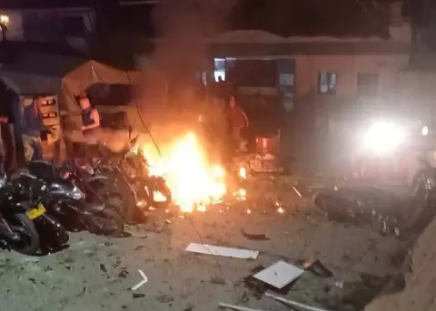 Imagen que dej� la explosi�n en ese municipio de Antioquia, Colombia.