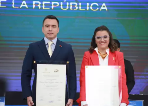 Daniel Noboa y Mar�a Jos� Pinto, presidente y vicepresidenta de Ecuador, el 15 de mayo de 2025.