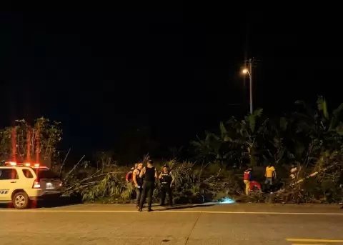 Polic�as y rescatistas acudieron al lugar del accidente en El Carmen, la madrugada de este 23 de abril de 2026.