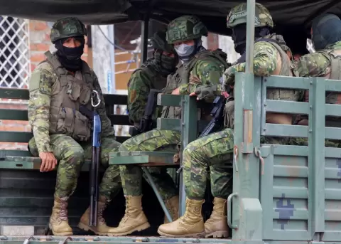 Un grupo de soldados del Ej�rcito Ecuatoriano.